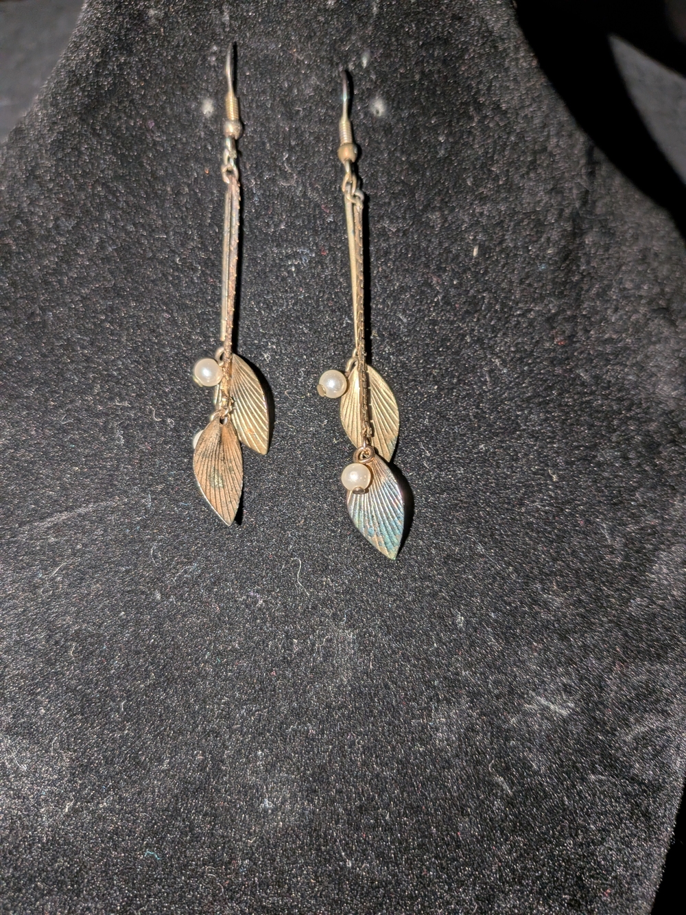 Vintage Gold Leaf Drop Earrings with Hook - Women Jewelry